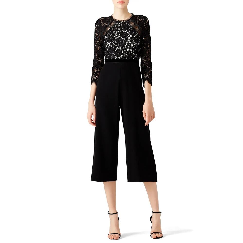 Alexis Classic Jumpsuit XS Black Guipure Lace Ophelia Cropped